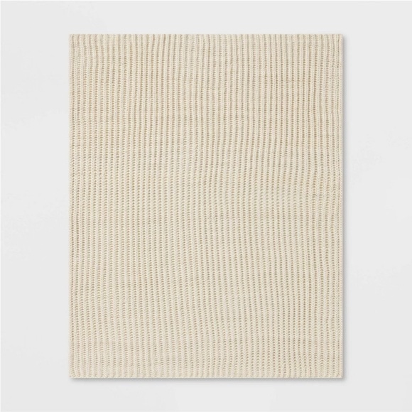 Chunky Knit Reversible Throw Blanket Cream Threshold™ NEW - Picture 3 of 4